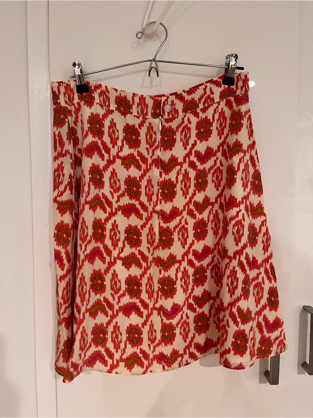 Aaron Ashe Printed Red and Cream A-Line Skirt